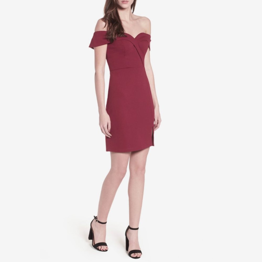 Speechless Cocktail Dress Burgundy Sz 1 Off the Shoulder Evening Party Wear‎